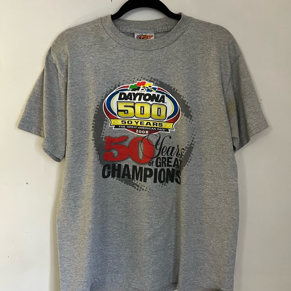 2008 Nascar 50 Years Of Great Daytona 500 Champions Gray TShirt 2008 Nascar 50 Years Of Great Daytona 500 Champions Gray TShirt